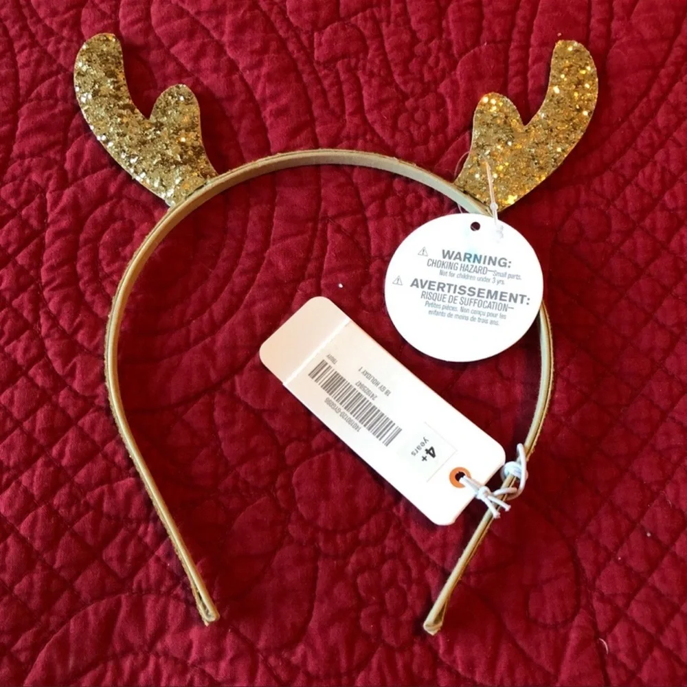 *RELISTED* NWT Gymboree Gold Glitter Reindeer Headband - Picture 3 of 6